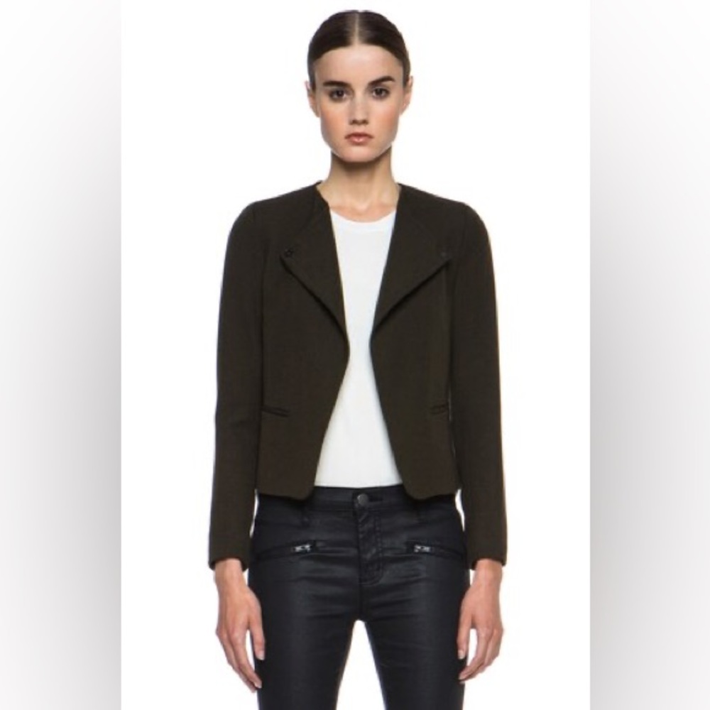 VINCE High Double Closure Wool Jacket in Olive Women’s  Size 6
